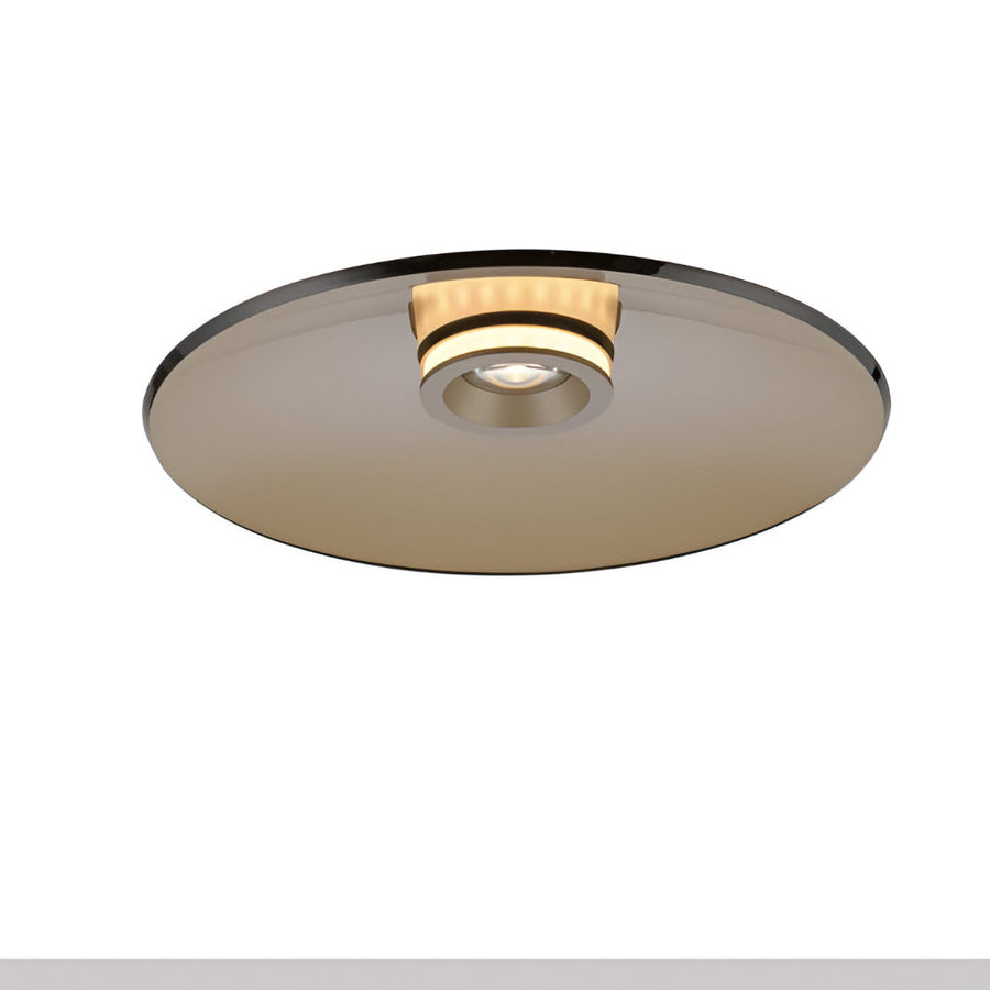 Round glass ceiling light on a white background