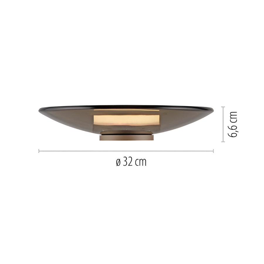Ceiling light fixture with dimensions on a white background