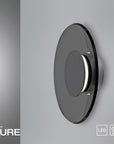 Modern wall light fixture with 'PURE' branding on a gray background