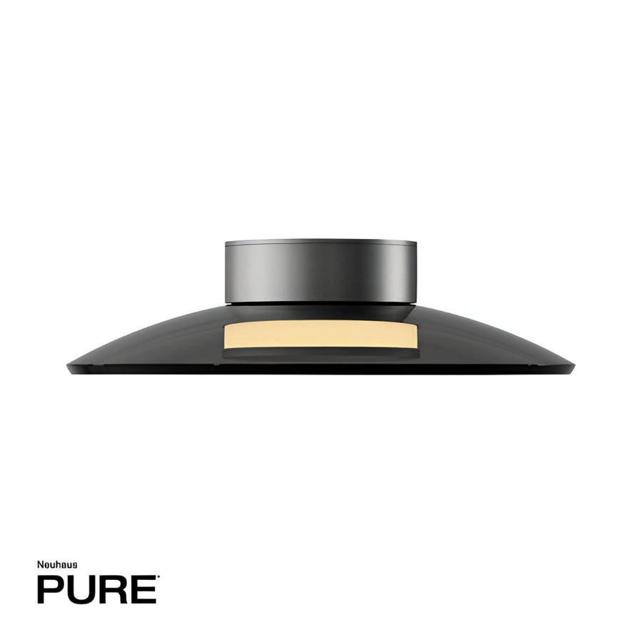 Platinum finish glass ceiling light with 'Neuhaus Pure' branding on a white background