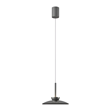 Modern pendant light with manual lift feature in a black finish on a white background by Neuhaus Pure available at Spacio in India. 