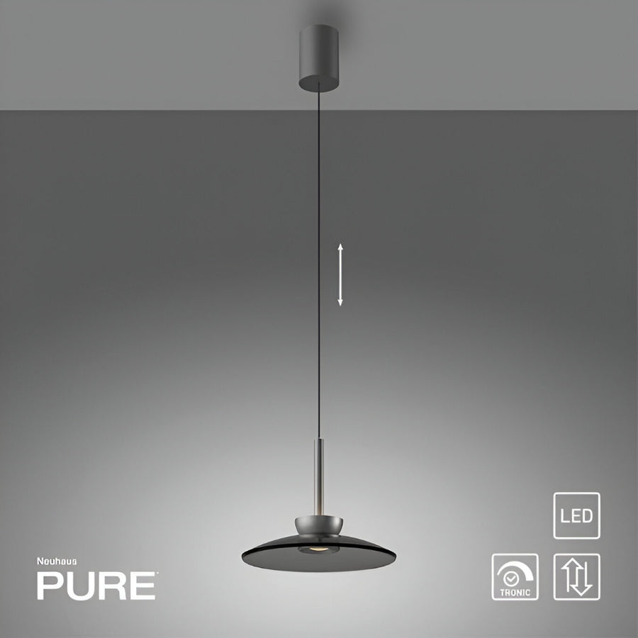 Modern pendant light with adjustable feature on a gray background, featuring the brand 'Nouhava'.
