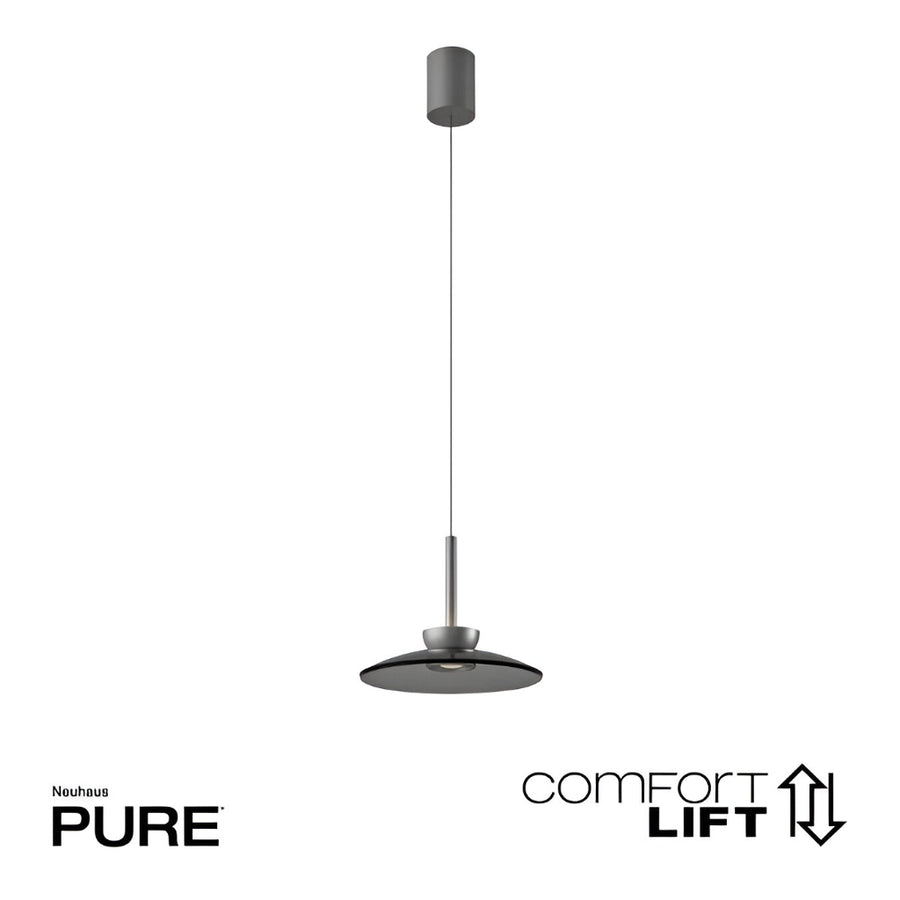 Pendant light with 'Neuhaus Pure' and 'Comfort Lift' branding on a white background
