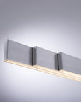 Modern ceiling light fixture with three rectangular panels on a gray background
