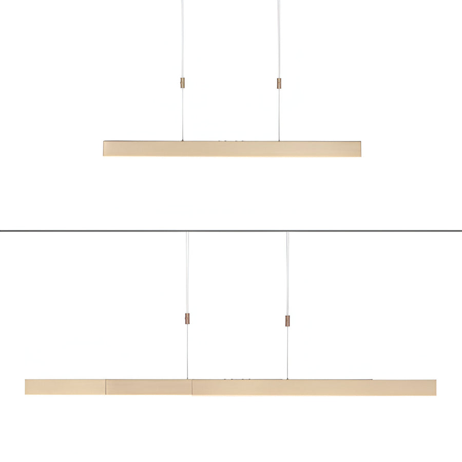 Two kinetic pendant lights on a white background