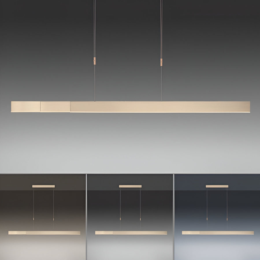 Modern pendant kinetic light fixture on a dark background at Spacio retail store in Mumbai. 