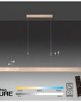 Neuhaus Pure pendant light with control panel and color temperature slider on a dark background