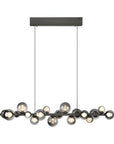Modern kinetic chandelier with black frame and multiple round lights on a white background from Neuhaus Pure available at Spacio retail store in Mumbai & Kolkata. 
