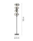 Floor lamp with dimensions on a white background
