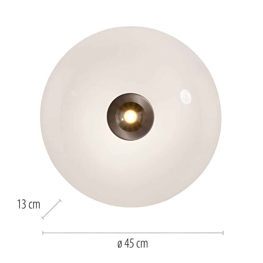 Round ceiling light with dimensions indicated on a white background
