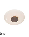 Round ceiling light fixture with white glass cover and bronze interior on a white background, featuring the brand 'Neuhaus'.