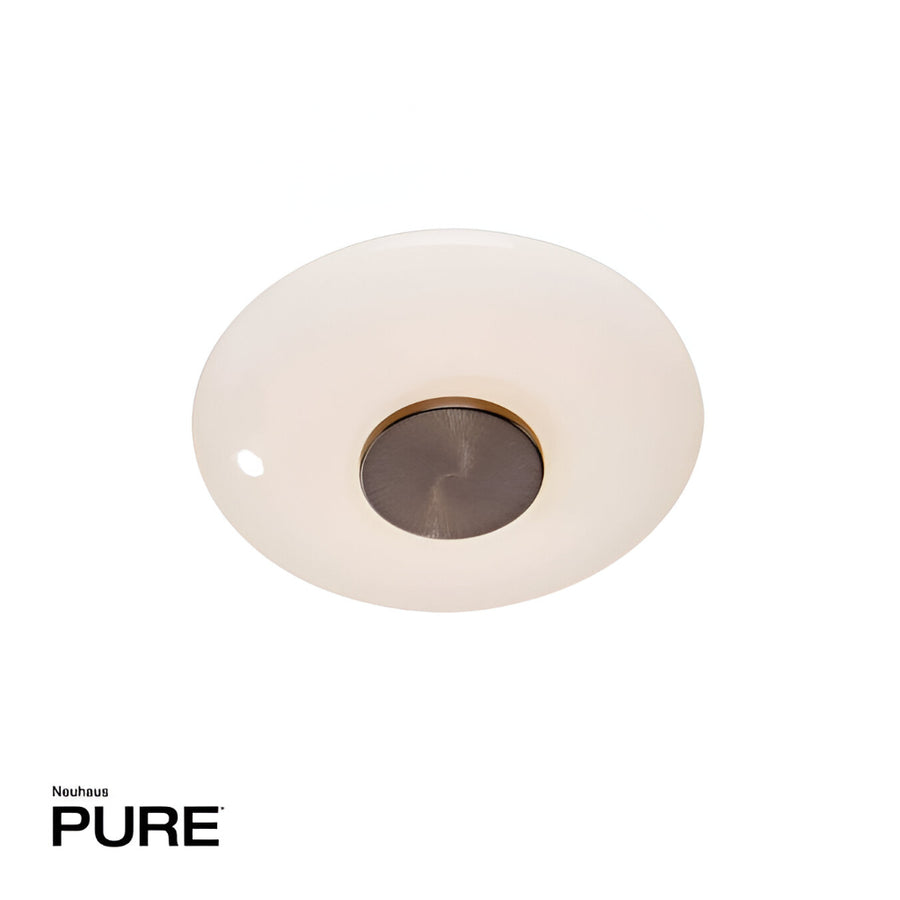 Round ceiling light fixture with white glass cover and bronze interior on a white background, featuring the brand 'Neuhaus'.