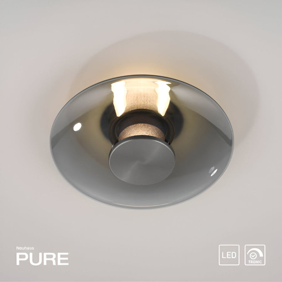 Ceiling light fixture with 'PURE' branding on a neutral background