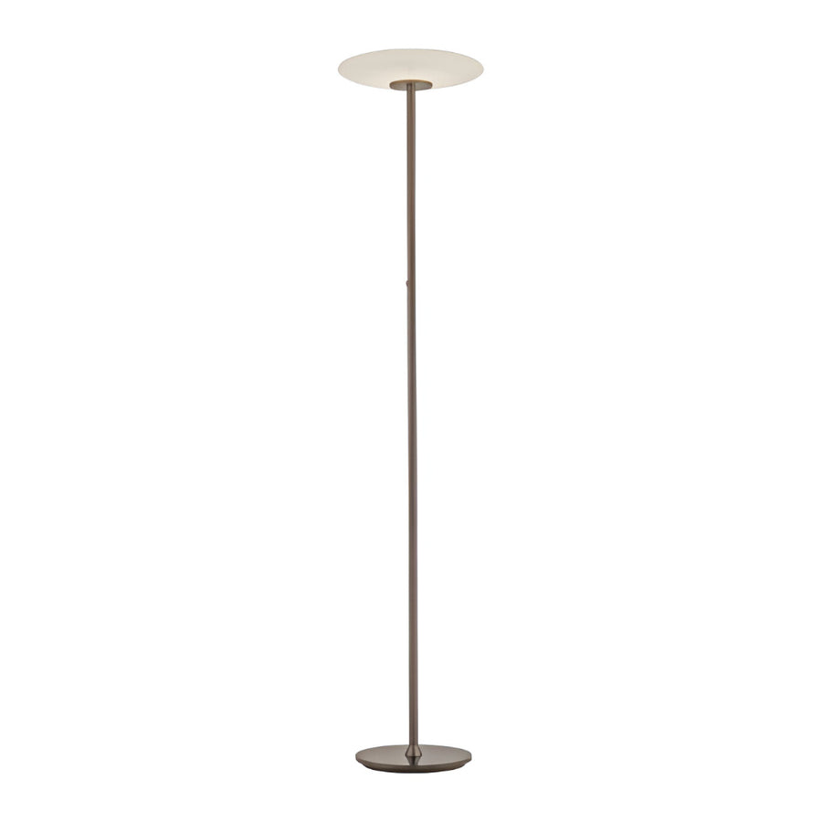 Floor lamp with a white shade on a white background
