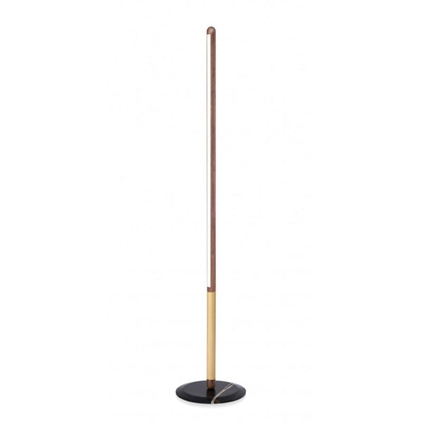 Floor lamp with a wooden base and black base on a white background from Nomon available at Spacio retail stores in Mumbai and Kolkata