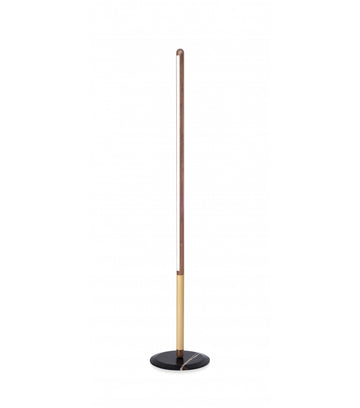 Floor lamp with a wooden base and black base on a white background from Nomon available at Spacio retail stores in Mumbai and Kolkata