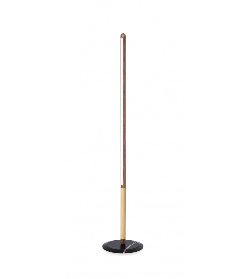 Floor lamp with a wooden base and black base on a white background from Nomon available at Spacio retail stores in Mumbai and Kolkata