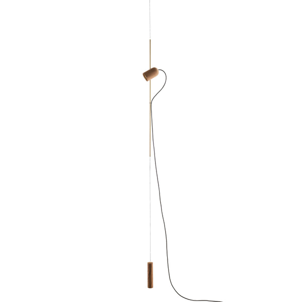Modern pendant light with wooden fixture on a white background from Nomon, available at Spacio retail stores in Mumbai & Kolkata. 