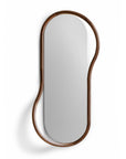 Wooden-framed mirror on a white background