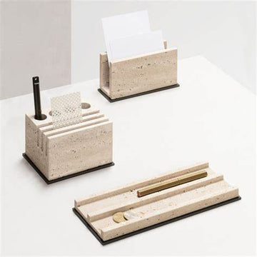 Giobagnara Latina Lether & Marble Office Organiser Set