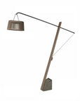 Modern solar floor lamp with a brown shade on a white background