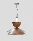 A modern pendant light fixture with a translucent amber-brown glass shade, a central white cylindrical light bar, and a dark gray metal canopy and cord, shown against a solid light gray background.