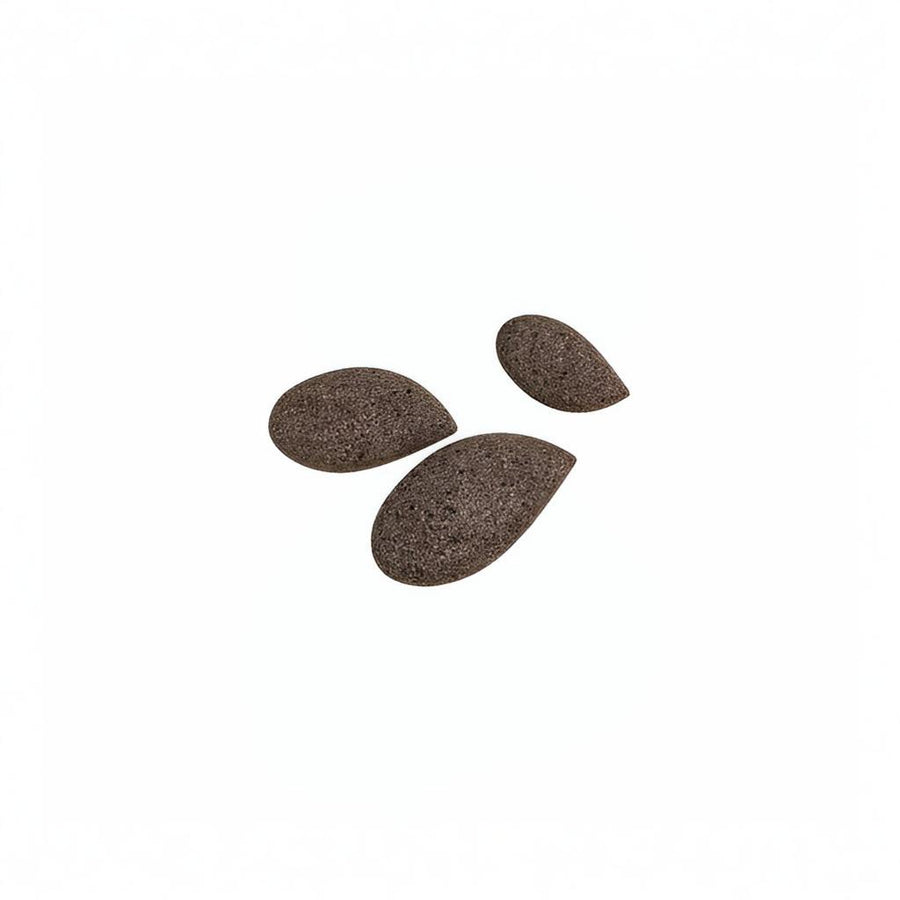 Three brown petals made of brown cork on a white background