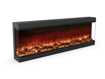 A Planika Fireplace Electric LED Astro Wall Mounted with 3D LED technology that showcases realistic flames and logs.