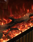 A close up of a Planika Fireplace Electric LED Astro Wall Mounted with logs and flames showcasing its 3D LED technology.