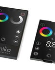 A Planika Fireplace Electric LED Astro Wall Mounted remote control for a lighting system with Design Flexibility.