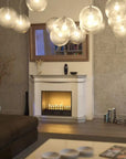 A living room with warm ambiance and a Planika Bioethanol Fireplace Hot Box.
