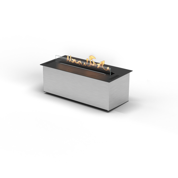Modern fire pit table with flames on a white background from Planika available at Spacio retail stores in Mumbai & Kolkata