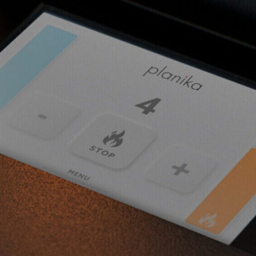 LED Display of Planika FLA4 & FLA5 fireplace showing different stages of flame