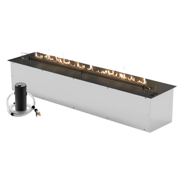 Rectangular indoor bioethanol automatic fireplace on a white background by Planika available at Spacio retail stores in India. 