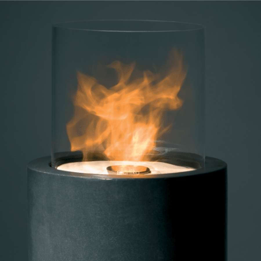 Close up of Planika's totem indoor outdoor bioethanol fireplace