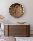Wooden sideboard with decorative bowl and glass wall art by Gardeco available at Spacio retail stores in Mumbai & Kolkata.  