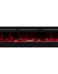 Electric fireplace insert with glowing red flames on a white background