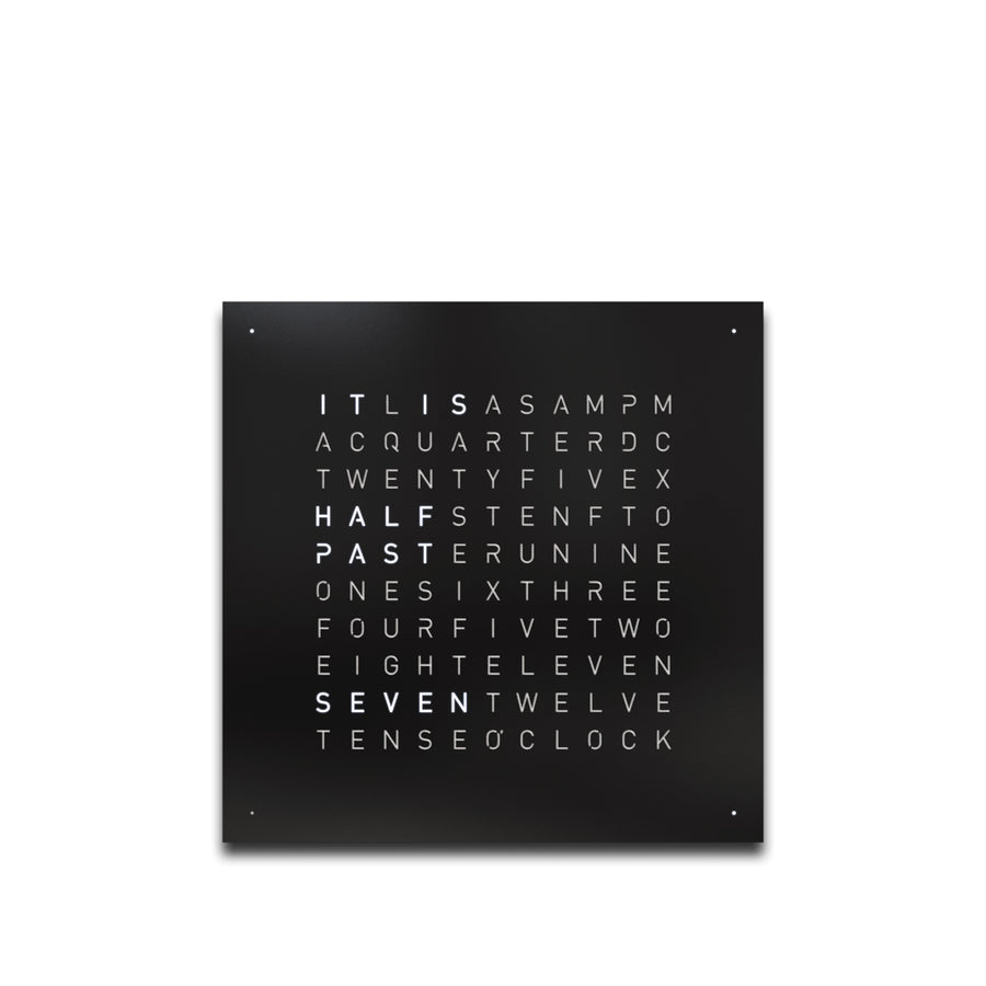 Qlocktwo Earth 45 Steel Black Pepper luxury Wall Clock on a white background available at Spacio India from our Timepieces & Clocks, Made in Germany