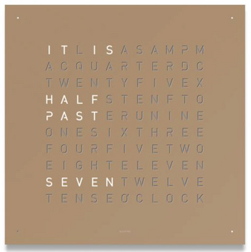 A qlocktwo classic hazelnut time in words wall clock at Spacio India