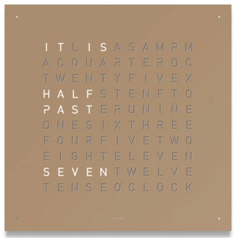 A qlocktwo classic hazelnut time in words wall clock at Spacio India