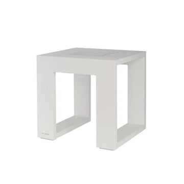 White solar light side table on a white background