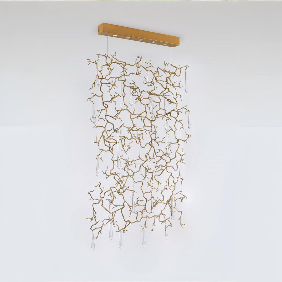 Decorative hanging curtain screen light fixture with intricate design on a white background