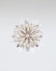 A decorative nature inspired flower shape light on a grey background