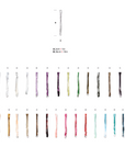 Set of colorful icicle shape glass with size measurements on a white background from Serip's Glamour collection