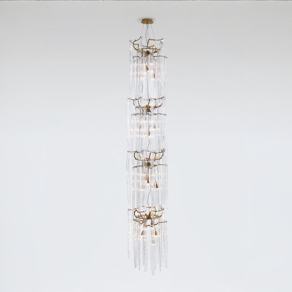 Serip Waterfall Straw Quad Chandelier