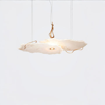Modern pendant light with a cloud-like design on a white background