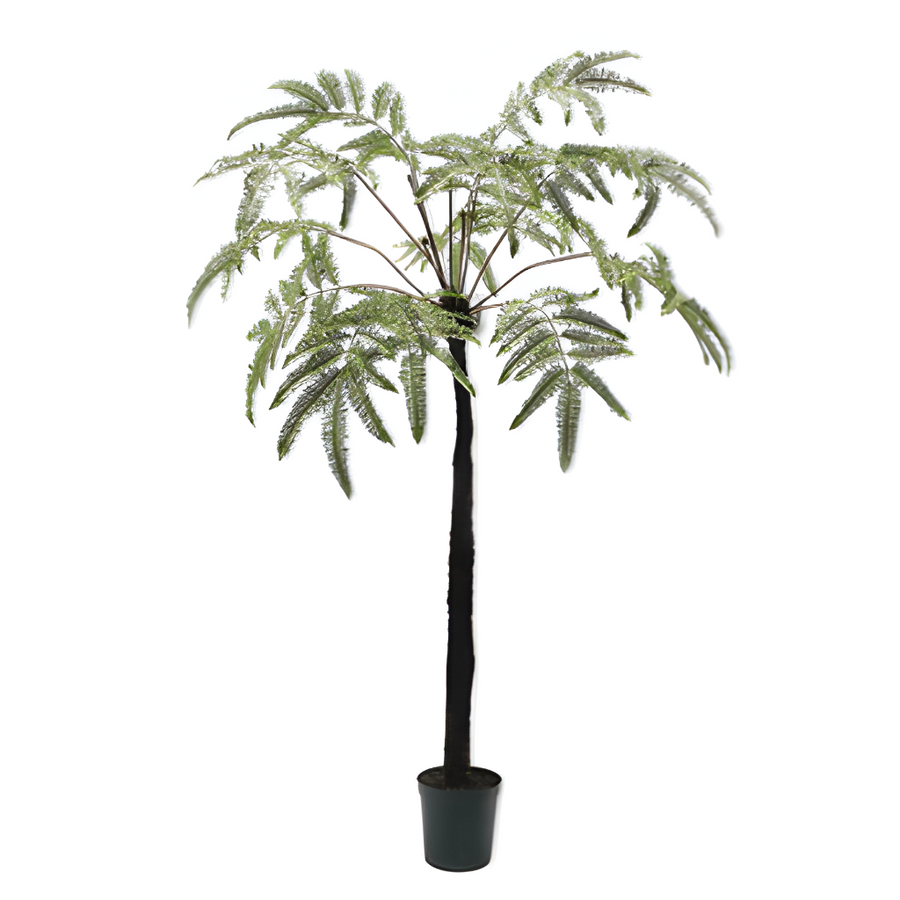Potted artificial palm tree on a white background by Silkka available at Spacio retail stores in Mumbai & Kolkata. 