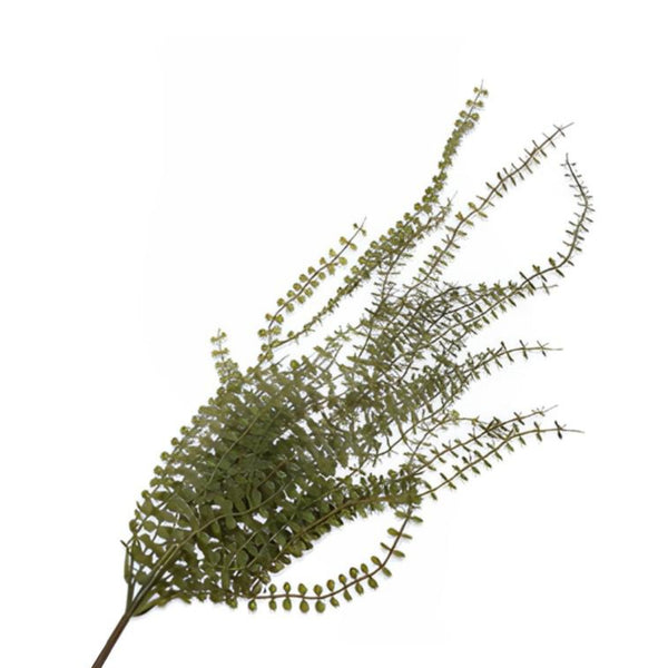Artificial greenery branch on a white background by Silk-ka available at Spacio retail stores in Mumbai & Kolkata.  