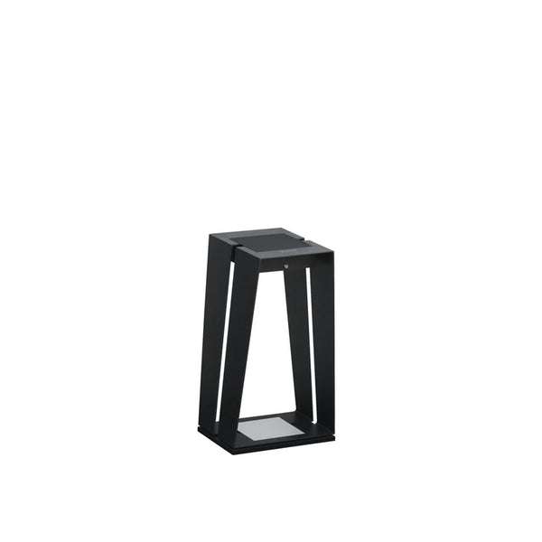 Black metal solar lantern on a white background