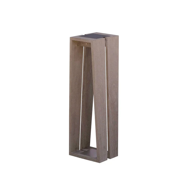 Wooden solar lantern on a white background by Les Jardins available at Spacio retail stores in Mumbai & Kolkata. 